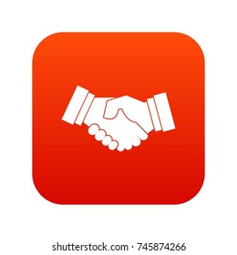 Handshake icon digital red for any design isolated on white vector illustration
