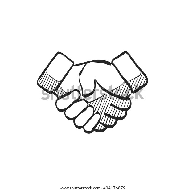 Handshake Icon Doodle Sketch Lines Business Stock Vector (Royalty Free