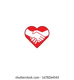 Handshake icon drawing vector in heart shape