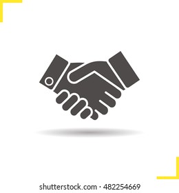 Handshake icon. Drop shadow partnership silhouette symbol. Business agreement. Vector isolated illustration