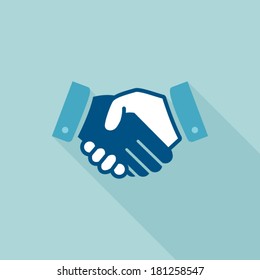  Handshake icon. Flat design. Background about business and finances