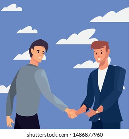 handshake icon flat design image