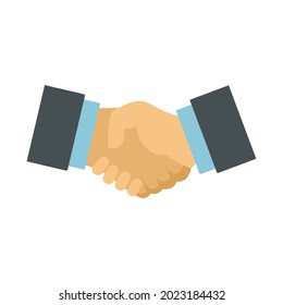 Handshake icon. Flat illustration of handshake vector icon isolated on white background