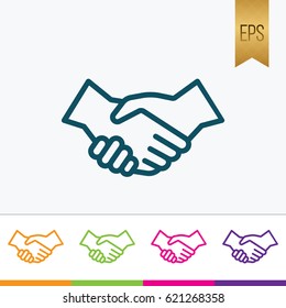 Handshake Icon Flat Isolated and Different Color Version design