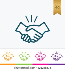 Handshake Icon Flat Isolated and Different Color Version