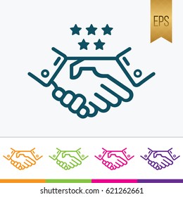 Handshake Icon Flat Isolated Outline Style Design