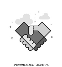 Handshake icon in flat outlined grayscale style. Vector illustration.