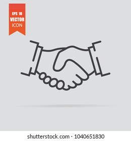 Handshake icon in flat style isolated on grey background. For your design, logo. Vector illustration.