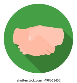 Handshake icon in flat style isolated on white background. Hand gestures symbol stock vector illustration.