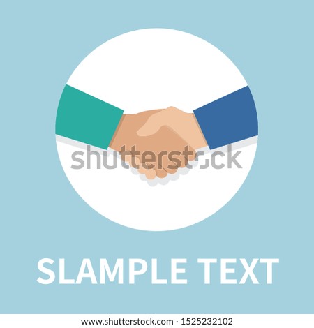 Handshake icon in flat style -  On blue background. Vector design element 