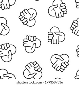 Handshake icon in flat style. Partnership deal vector illustration on white isolated background. Agreement seamless pattern business concept.