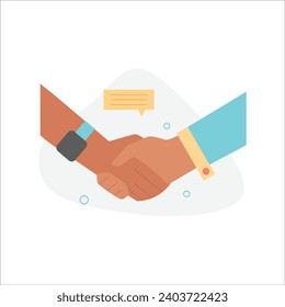 Icono de apretón de manos en estilo plano. Ilustración vectorial de apretón de manos sobre fondo aislado blanco. Concepto de negocio de asociación.