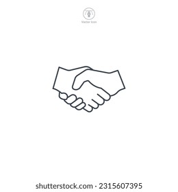 Handshake-Symbol. Eine freundliche und inklusive Vektorgrafik eines Handshake, der Abkommen, Partnerschaften und Vertrauen repräsentiert.