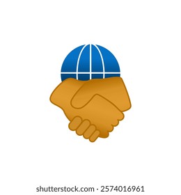 handshake icon with globe, simple flat style, logo sign symbol vector illustration pictogram, isolated on white for mobile app