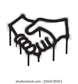 Handshake icon graffiti with black spray paint