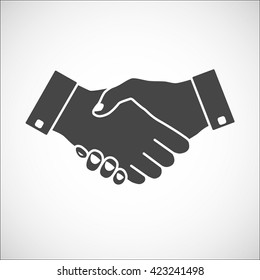 Handshake Icon Gray With Gray Fill. Hand Gesture Used As A Greeting. In Business Used For The Deal Or Agreement To Become Binding.