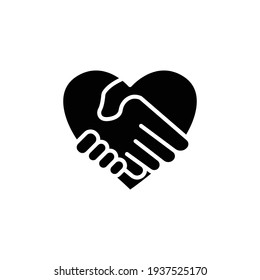 Handshake icon with heart. the icon can be used for application icon, web icon, infographic. Editable stroke. Design template vector