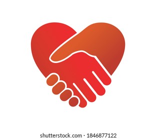 handshake icon, Heart symbol. Hand Shake with Heart shaped Vector illustration