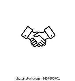Handshake icon for impact.Outline deal or trust vector icon for web design isolated on white background. Company vision. Value commitement infographic.