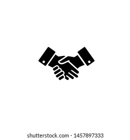 Handshake icon for impact.Outline deal or trust vector icon for web design isolated on white background. Company vision. Value commitement infographic.Black sillhouette