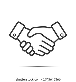 Handshake icon isolated on white background. Contract of the transaction. Successful agreement.