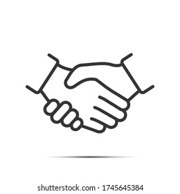 Handshake Symbol isoliert auf weißem Hintergrund. Vertrag der Transaktion. Erfolgreiche Einigung