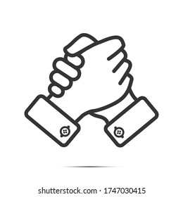 Handshake icon isolated on white background. Handshake icon for web site, marketing, app and logo. Creative business concept, vector illustration