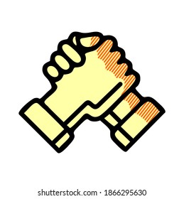 Icono de apretón de manos aislado en fondo blanco.