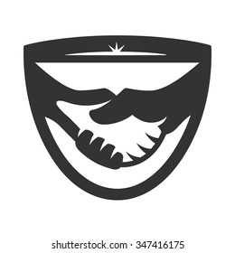 Handshake icon isolated on a white background. Business deal logo silhouette design template. Simple symbol concept in flat style. Abstract sign, pictogram for web and infographics - stock vector