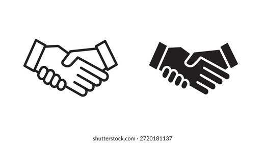 Icono de apretón de manos en diseño de línea. Sencillo Vector de iconos