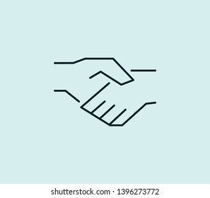 Handshake icon line isolated on clean background. Handshake icon concept drawing icon line in modern style. Vector illustration for your web mobile logo app UI design.
