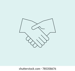 Handshake icon line isolated on clean background. Partnership concept drawing icon line in modern style. Vector illustration for your web site mobile logo app UI design.
