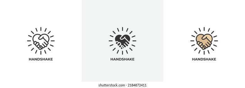 handshake icon. Line, solid and filled outline colorful version, outline and filled vector sign. Idea Symbol, logo illustration. Vector graphics