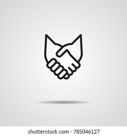 handshake icon line vector concept fox