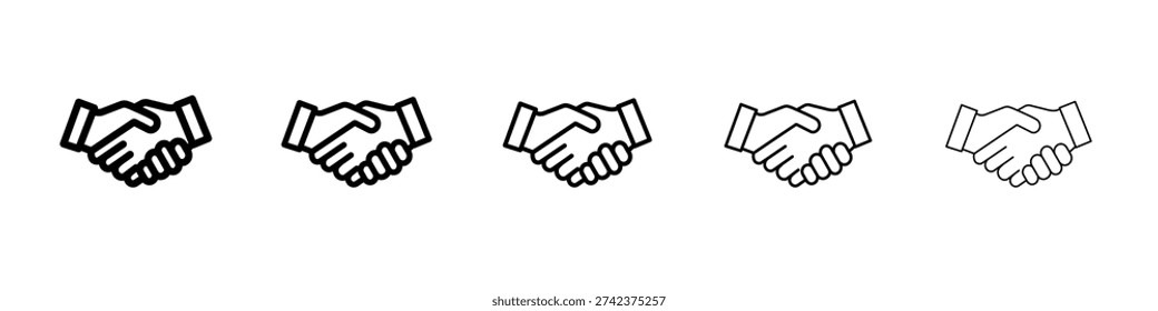 Handshake icon logo. Black line icon, vector illustrations.