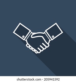 handshake icon with long shadow