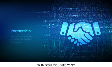 Handshake icon made with currency symbols. Business partnership sign. Teamwork, cooperation and communication. Dollar, euro, yen and pound icons. Background with currency signs. Vector illustration.
