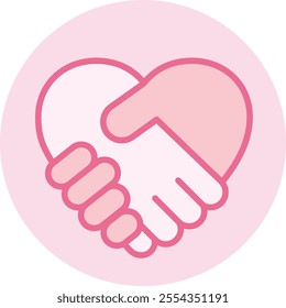 Handshake icon material. Conclusion of a business contract. Express your heart with a handshake. An image of partnership, love, medical care, and support.