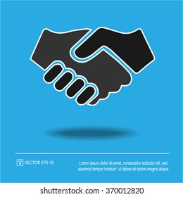 Handshake icon on blue background. Handshake symbol. Isolated vector illustration EPS 10.