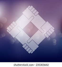 handshake icon on blurred background