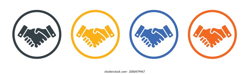 Handshake icon on circle graphic design. Symbol of agreement, partnership, deal, cooperation concept