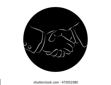 Handshake icon on circle. Vector illustration.