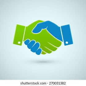 Handshake icon on the grey background. Vector. Partnership concept.