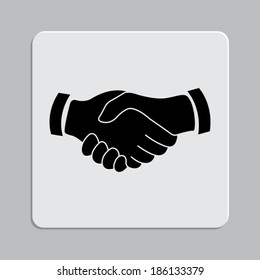 handshake icon on a grey flat button 