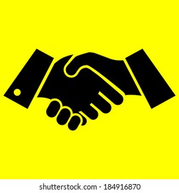 handshake icon on yellow background