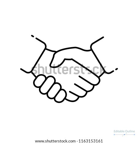 Handshake icon, Outline icon, deal, contract agreement, Business proposal acceptance, partnership, success, teamwork