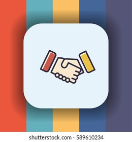 handshake icon with outline and flat offset color