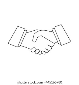 Handshake icon in outline style isolated on white background