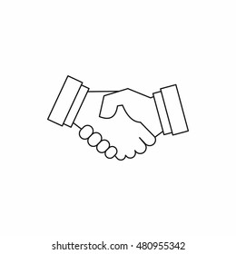 Handshake icon in outline style on a white background vector illustration