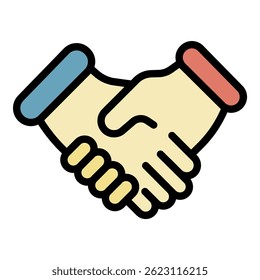 Handshake icon. Outline handshake vector icon color flat isolated